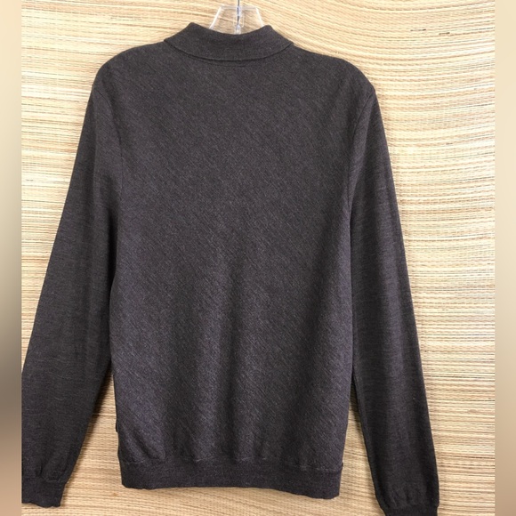 Hugo Boss Slim Fit Virgin Wool Bias Knit 1/3 Buttons Long Sleeve Polo Shirt Sz L - Picture 6 of 14